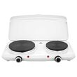 Plita electrica portabila cu capac, 2500 W, 2 arzatoare, diametru ochiuri 18 cm si 15 cm, Alba