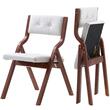 Set 4 scaune pliabile, Lemn natural, Tapitate, Burete, Maro inchis/Alb, max 180 kg, dimensiuni extins 575 x 480 x 800 mm