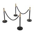 Set 4 stalpi delimitare, 2 x franghie negra 1.5 m, Auriu/Negru, Inaltime 94.5 cm