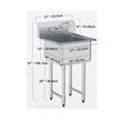 Chiuveta comerciala Inox, Baterie inclusa central, Protectie anti-stropire, capacitate cuva 60 l, dimensiune 533.4x457x1041 mm