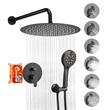 Set de dus, Montaj incastrat, Inox, Negru mat, Cap dus rotund 305 mm, Dimensiune 550 x 300 x 140 mm