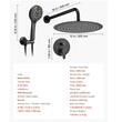 Set de dus, Montaj incastrat, Inox, Negru mat, Cap dus rotund 305 mm, Dimensiune 550 x 300 x 140 mm