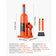 Cric hidraulic tip butelie, 4 tone, Inaltime 194-379 mm, brat lung, valiza transport