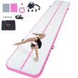 Saltea gonflabila pentru antrenament,Fitness, Yoga,gimnastica, Pompa inclusa, Lungime 6 m, Geanta transport, Roz/Alb