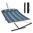 Hamac cu suport otel si perna, matlasat, pentru 2 persoane, max 217 kg, 3760 x 987 x 1050 mm, Albastru/Maro