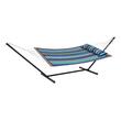 Hamac cu suport otel si perna, matlasat, pentru 2 persoane, max 217 kg, 3760 x 987 x 1050 mm, Albastru/Maro