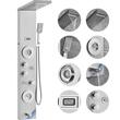 Panou dus hidromasaj, Inox Argintiu, 6 functii, Led, 1345 × 200 × 460 mm, 4 jeturi masaj corporal, Led
