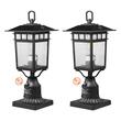 Set 2 lampi pentru gradina cu senzor de lumina inclus, Retro Aluminiu/Sticla, E27, max 100 W, 180 x 180 x 450 mm, fara bec, IP45
