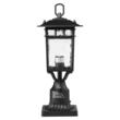 Set 2 lampi pentru gradina cu senzor de lumina inclus, Retro Aluminiu/Sticla, E27, max 100 W, 180 x 180 x 450 mm, fara bec, IP45