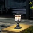 Set 2 lampi pentru gradina cu senzor de lumina inclus, Retro Aluminiu/Sticla, E27, max 100 W, 180 x 180 x 450 mm, fara bec, IP45