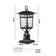 Set 2 lampi pentru gradina cu senzor de lumina inclus, Retro Aluminiu/Sticla, E27, max 100 W, 180 x 180 x 450 mm, fara bec, IP45