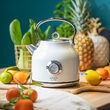 Fierbator electric cu termometru, 1.7 l, Inox, Alb, 2200 W, Retro design