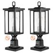 Set 2 lampi pentru gradina cu senzor de lumina inclus, Retro Aluminiu/Sticla, E27, max 100 W, 162 x 162 x 495 mm, fara bec, IP45