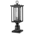 Set 2 lampi pentru gradina cu senzor de lumina inclus, Retro Aluminiu/Sticla, E27, max 100 W, 162 x 162 x 495 mm, fara bec, IP45