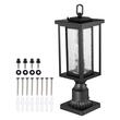 Set 2 lampi pentru gradina cu senzor de lumina inclus, Retro Aluminiu/Sticla, E27, max 100 W, 162 x 162 x 495 mm, fara bec, IP45