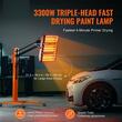 Lampa tripla cu infrarosu, stativ, pentru uscare vopsea, 3300 W, suprafata coacere 0.8 mp, 4 x roti, Cronometru, Inaltime reglabila hidraulica 200-2400 mm