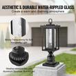 Set 2 lampi pentru gradina cu senzor de lumina inclus, Retro Aluminiu/Sticla, E27, max 100 W, 162 x 162 x 495 mm, fara bec, IP45