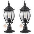 Set 2 Felinare pentru gradina cu senzor de lumina inclus, Retro Aluminiu/Sticla, E27, max 100 W, 220 x 220 x 575 mm, fara bec, IP45
