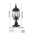 Set 2 Felinare pentru gradina cu senzor de lumina inclus, Retro Aluminiu/Sticla, E27, max 100 W, 220 x 220 x 575 mm, fara bec, IP45