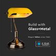 Lampa de birou Clasic Yellow E27, 180 x 260 x H360 mm, Sticla/Metal, max 60W