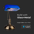Lampa de birou Clasic Blue E27, 180 x 260 x H360 mm, Sticla/Metal, max 60W