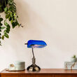 Lampa de birou Clasic Blue E27, 180 x 260 x H360 mm, Sticla/Metal, max 60W