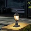 Felinar pentru gradina cu senzor de lumina inclus, Retro Aluminiu/Sticla, E27, max 100 W, 165 x 165 x 440 mm, fara bec, IP45