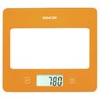Cantar de bucatarie sticla securizata, Orange, Ecran LCD, 1g-5kg, 1x 3V baterie litiu CR 2032