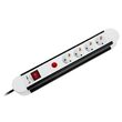 Prelungitor cu 4 locasuri si intrerupator, Schuko, lungime 1.5 m, Protectie la Supratensiune, max 3500W