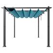 Pavilion cu acoperis retractabil, 2.96 x 3.95 x 2.3 m, impermeabilizare superioara si protectie solara UV50+, Aluminiu/Poliester