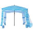 Pavilion gradina/plaja, Portabil 183x183 cm, 1 x perete lateral, Alb/Albastru, Protecție solara UPF 50+, Geanta