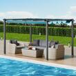 Pavilion cu acoperis retractabil, 2.96 x 3.95 x 2.3 m, impermeabilizare superioara si protectie solara UV50+, Aluminiu/Poliester