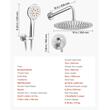 Set de dus, Montaj incastrat, Inox, Argintiu, Cap dus rotund 250 mm, Dimensiune 530 x 245 x 145 mm