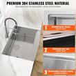 Chiuveta Inox, Protectie anti-stropire, dimensiune 762x558.8x228.6 mm, Accesorii incluse