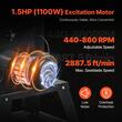 Fierastrau cu banda pentru Lemn, 1.1 kW, 0° la 45, 4 viteze reglabile, 440-880 rpm, masa de taiere 395 x 545 mm, Lampa, Lungime banda 2780 mm
