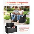 Banca de exterior cu perna si dulap depozitare, rattan artificial, 340 l, Negru, max 360 kg, 125 × 55 × 70 cm
