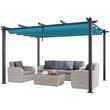 Pavilion cu acoperis retractabil, 2.96 x 3.95 x 2.3 m, impermeabilizare superioara si protectie solara UV50+, Aluminiu/Poliester