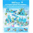 Set constructie Blocuri magnetice 150 buc, Castel Glaciar, structura 3D, Geanta depozitare