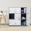 Fiset metalic cu 9 compartimente, Incuietori personalizate, Gri/Alb, 900x450x940 mm, max 245 kg
