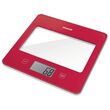 Cantar de bucatarie sticla securizata, Rosu, Ecran LCD, 1g-5kg, 1x 3V baterie litiu CR 2032