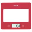 Cantar de bucatarie sticla securizata, Rosu, Ecran LCD, 1g-5kg, 1x 3V baterie litiu CR 2032