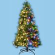 Brad artificial cu suport metalic si iluminare 650 x LED, Inaltime 240 cm, Diametru 134 cm, Verde
