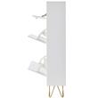 Dulap pantofi, 3 sertare rabatabile, Lemn, 800 x 239 x 1200 mm, Alb, picioare metal, manere Aluminiu