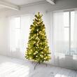 Brad artificial de perete cu suport metalic si iluminare 240 x LED, Inaltime 180 cm, Diametru 50 cm, Verde