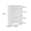Dulap pantofi, 3 sertare rabatabile, Lemn, 800 x 239 x 1200 mm, Alb, picioare metal, manere Aluminiu