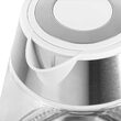 Fierbator electric cordless, Inox si Sticla, Capacitate 1.7 l, putere 2200 W, cana gradata, lumina de fundal