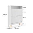 Dulap pantofi, 2 sertare rabatabile, Lemn, 800 x 237 x 1205 mm, Alb, picioare lemn, manere Aluminiu