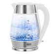 Fierbator electric cordless, Inox si Sticla, Capacitate 1.7 l, putere 2200 W, cana gradata, lumina de fundal