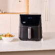 Friteuza cu aer cald, digitala, Inox, 5.5 Litri, 1800 W, 12 Programe, Timer, Negru, 2 x cosuri