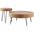 Set 2 masute rotunde de cafea, Retro clasic, Suprafata lemn, Diametru 398/796 mm, picioare metal